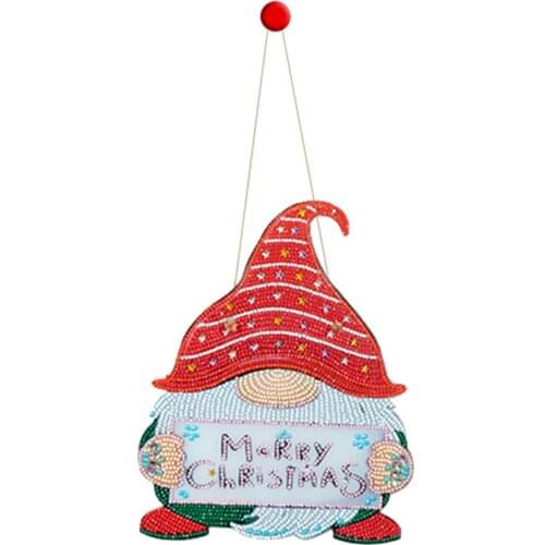 DIY 5D Christmas Diamond Painting Hanging Handcraft Rhinestone Drill Pendant Resin Painting Kit Home Door Art Craft Decorations