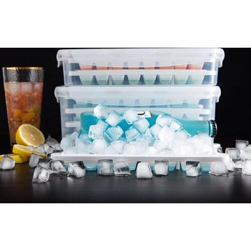 64/128 Grids Ice Cube Tray Maker with Box Chocolate Jelly Fruit Cake DIY Mould Ice Cube Mold Large Popsicle Molds Kitchen Tools