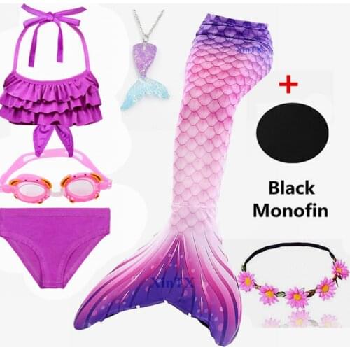 Little Mermaid Tails Fantasy Beach Bikini can add Monofin Fin Halloween Costumes Cosplay Swimming Girls Bikini suit Monofin