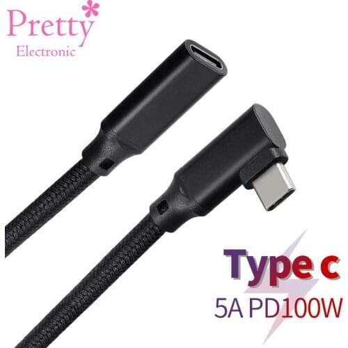 Type c to Type c Data Cables Male to Female Right angle elbow Type-c Extension Cord 5A 5V 20V PD100W For Laptop Mobile Phone