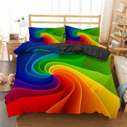 Colorful Rainbow Bedding Set 3d Adults Stripe Duvet Cover Quilt/Comforter Cover King Queen Size Beds Cover Teens Bedclothes