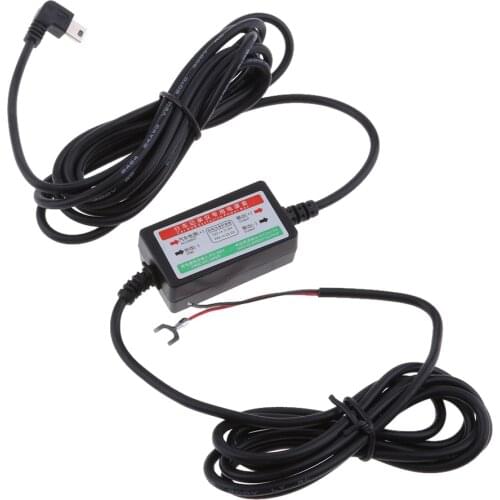 Premium Dash Cam Hardwire Kits, 8/36V to 5V/3A Power Adapter, Mini USB Right Bend Plug Charge Cables, for Cars Van Trucks