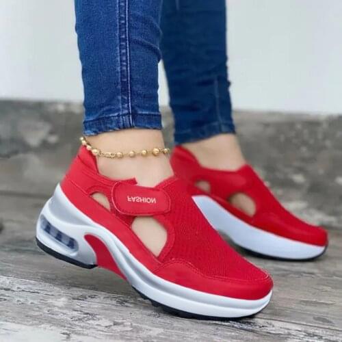 Women 2021 Fashion Vulcanized Sneakers Platform Solid Color Flats Ladies Shoes Casual Breathable Wedges Ladies Walking Sneakers