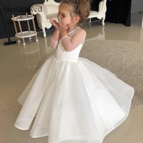 Ivory Lace Flower Girl Dresses White Tulle Appliques Celebrity Dress Aline Girl Communion Dresses платья знаменитостей New Year