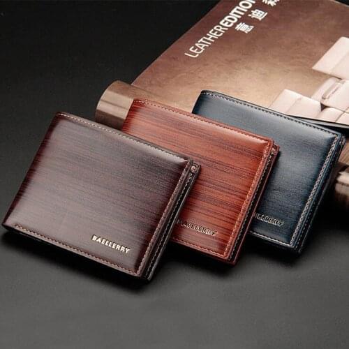 Baellerry brand Luxury Short Mens Leather Mallet Trifold Man Purse With Credit Card Holder Money Bag For Male 3 Colors