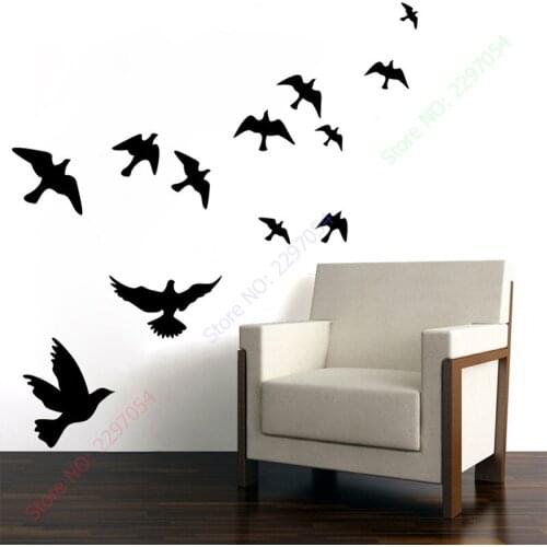 New 101 * 111cm Flying Birds Pattern Wall Stickers Waterproof Living Room Decoration Wall Sticker Decors adesivo de parede