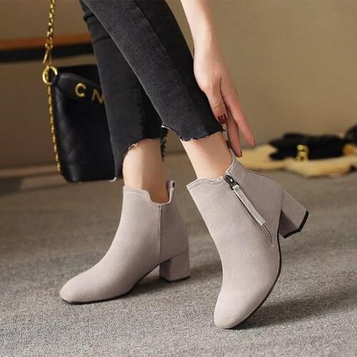 New Women Shoes High Heels Slip ankle boots winter Stretch socks boots elegant Square high heels shoes female Plus size