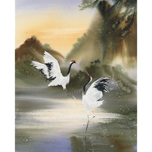 Scenery Rubik Square 3D DIY Diamond painting Round Mosaic Diamond Embroidery Sale Home decoration rhinestones pictures crane