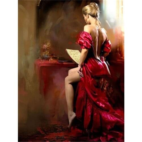 Portrait Woman Pre-Printed 11CT Cross-Stitch DIY Embroidery Set DMC Threads Painting Craft Sewing Hobby Counted Floss