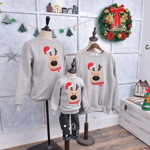 Christmas deer family matching father mother daughter son mommy me clothes couple look hoodies sweatshirts pullovers outfits 13