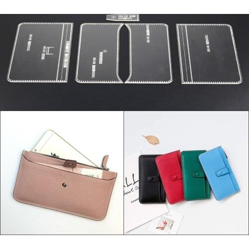 1Set Acrylic Leather Template Home Handwork Leathercraft Sewing Pattern Tools Accessory long wallet 19.5x10.5x1cm