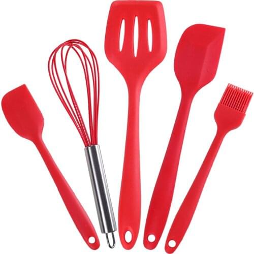 Silicone Cooking Tools Kitchen Utensils Set Silicone Spatula Turner Egg Whisk Basting Brush Non-stick Baking Cooking Tools Set