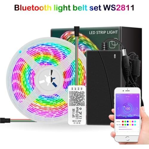 SMD 5050 RGB LED Strip Light WS2811 12V Adapter 5M 10M Dream Color Bluetooth APP Intelligent Remote RGB Full Color Light Strip