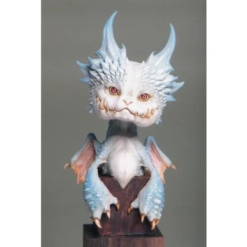 Special offer die-cast resin head big cat dragon white model handmade model free shipping