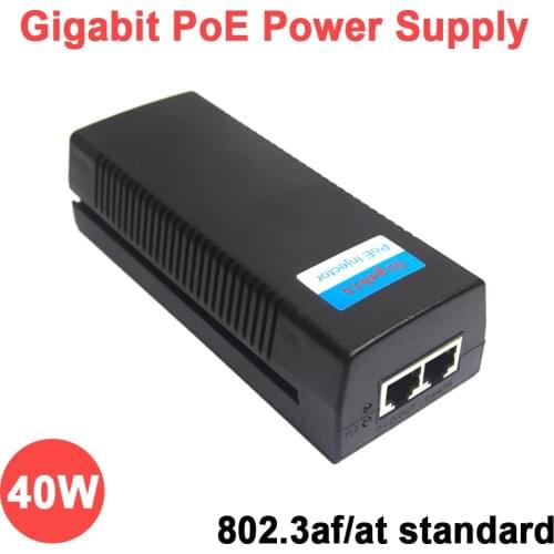 Standard Gigabite 40W POE Power Supply Adapter POE Injector Supports IEEE802.3af/at Standard DC48V 0.8A Output For IP PTZ Camera