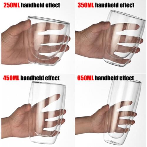Transparent double-layer wall insulated cup Milk coffee drink beer glass mug Heat resistant gift Household Office Water cup hot