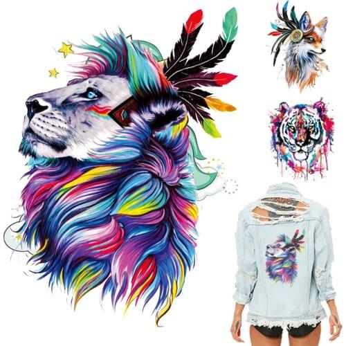 Heat Transfer Clothing Stickers New Tiger Lion Animals DIY Iron On Patches Unisex Fashion T-Shirt Heat Transfer Vinyl Stickers