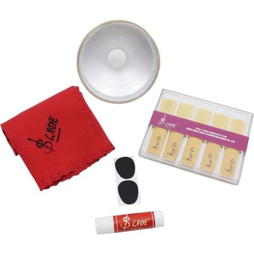 5 in 1 Tenor Saxophone Practice Mute+Reeds+Cork Grease+Cleaning Polish Cloth