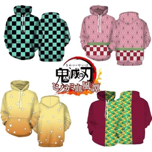 Anime Demon Slayer Hoodie Sweatshirt Jacket Pullover Coat Cosplay Kamado Tanjirou Autumn Winter Spring Clothes
