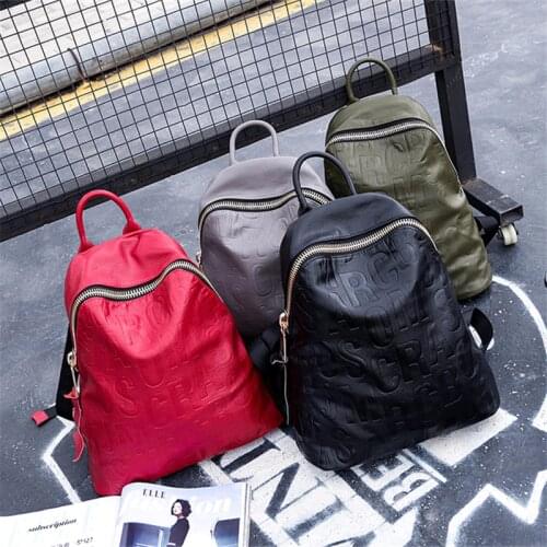 High Quality A4 New Fashion Black Red Green Grey Genuine Leather Cute Womens Backpacks Girl Travel Bag Female