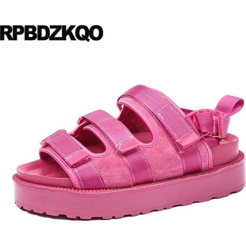 Strappy Platform Pumps Wedge Peep Toe 2018 Vintage Gladiator Sandals Heels Flatform Pink Strap Women Shoes Slingback Roman High