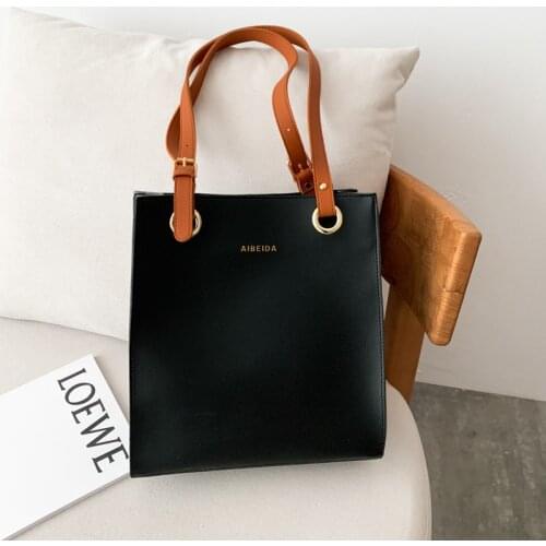 Retro Solid Color Ladies Handbags Women Fashion Designer Tote Bag Luxury Brand PU Leather Shoulder Bag Sac A Main 2020 MD0292