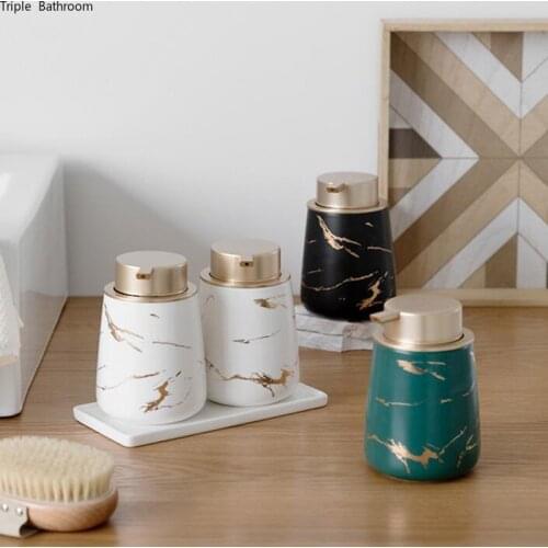 Luxury Ceramic Bathroom Accessory Set Marble Soap Dispenser gargle cup Soap Dish Washing Tools Household bathroom decoration