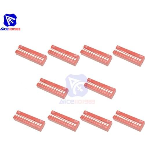 Diymore 10PCS/Lot Red DIP Switch Horizontal 12 Positions 2.54mm Pitch for Circuit Breadboards PCB