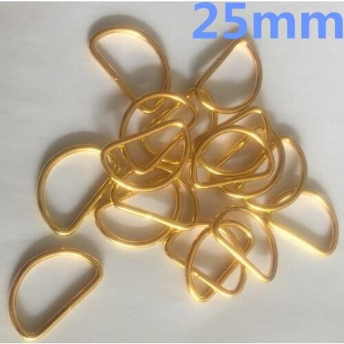100pcs 25mm 1''IN Metal D-shaped Non-Welded Dee Rings Gold Plated D-Rings Webbing Strapping Bags Garment Accessories Buckle
