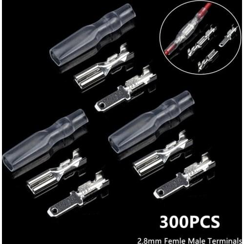 300/150PCS 2.8mm Insulated Crimp Terminals Seal Electrical Wire Connectors Spade Terminal Connector Kit