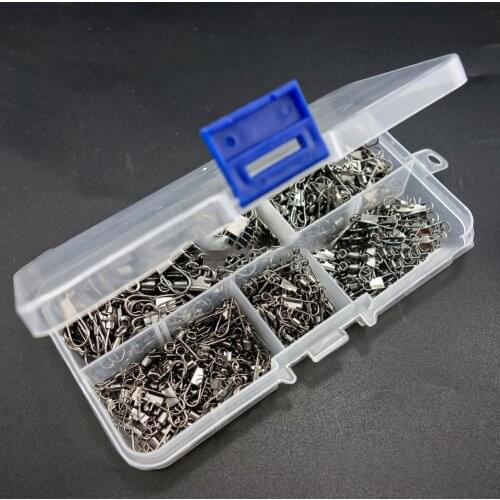 300Pcs Snaps Swivels Ball Bearing Multifunction Silver Portable Fishing Connector Accessories Kit Set for Outdoor Fishing