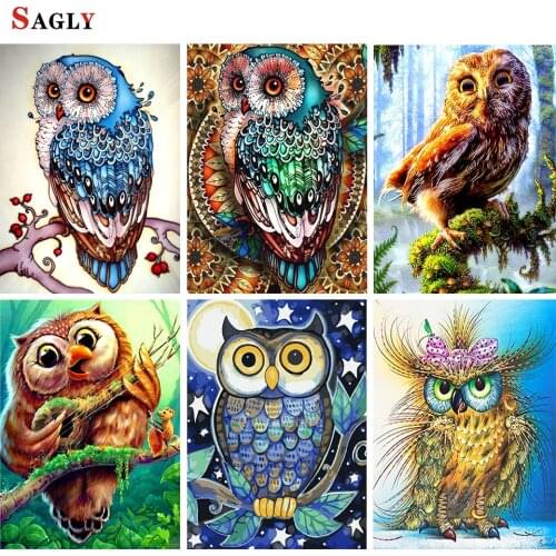 5D diy full square/round diamond painting animal owl bird diamond embroidery mosaic rhinestone cross stitch kit home decoration