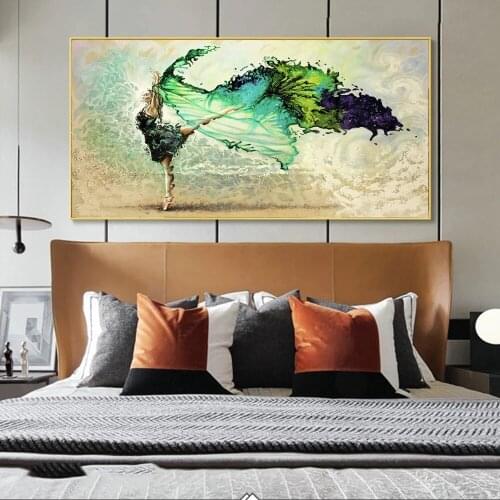 Abstract Ballerina Girls Canvas Paintings on the Wall Art Butterfly Dance Girls Canvas Art Posters Blue Rhythm Art Pictures