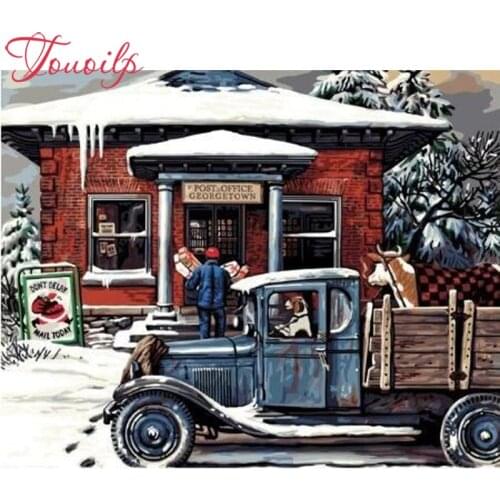 TOUOILP Full Square/Round Drill 5D Diamond Painting "Kerstmis Pakketjes Bezorgen" 3D Embroidery Cross Stitch 5D Home Decor Gift