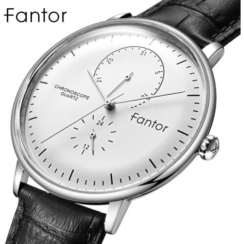 Fantor Brand Business Men Leather Wrist Luxury Man Chronograph Casual Classic Quartz Watches