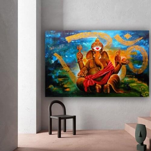 CHENFART Significance of Ganesha Paintings Idols as Gifts in Indian Wall Art Canvas Prints Wall Pictures Living Room Home Decor