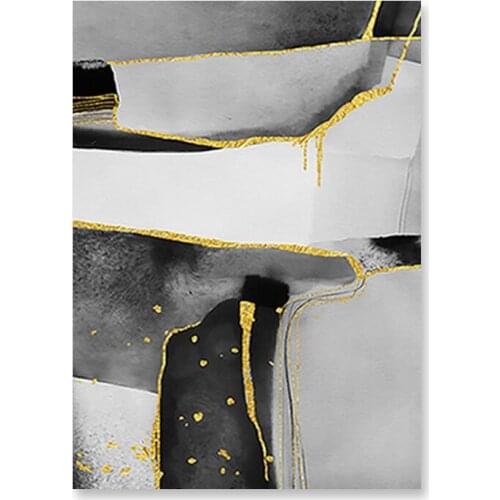 Black And White Abstract Oil Painting Golden Foil Canvas Wall Hanging Artwork Dropshipping Panel Paintings Decorative Wall Art