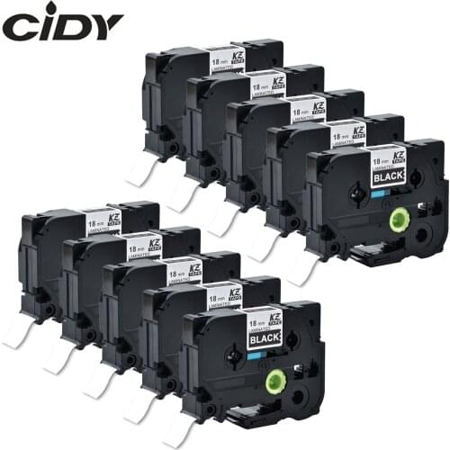 CIDY 10pcs/lot White ON Black TZe345 tze 345 tz345 tz 345 for p touch compatible brother label printer tz tape