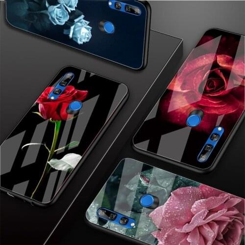 Flower Rose Tempered Glass Phone Case For Huawei honor 8X 9 10i 20i 20Lite 20Pro 30 Pro Cover Shell
