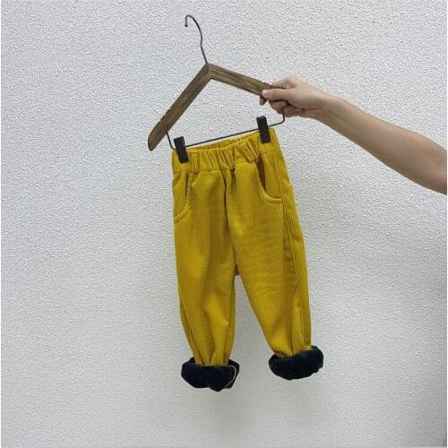 Kids Girls Pants Toddler Girls Leggings Childrens Trousers Winter Cold-proof Warm Velvet Boys Pants Corduroy Autumn 7 8 9 10y