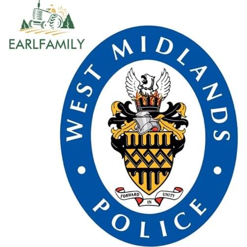 EARLFAMILY 13cm x 5.3cm for West Midlands Police Car Stickers Scratch-proof Motorcycle Window Vinyl Decal Decoration for VAN SUV