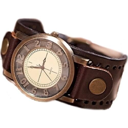 GNOVA Platinum Genuine Leather Bracelet Watch Men High Quality Wristwatch Women Retro Vintage Fashion Geneva Style B017