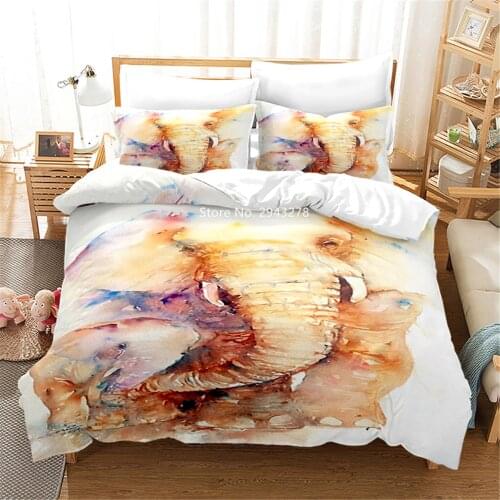 3D Printed Elephant Animal Pattern Duvet Quilt Cover Pillowcase Bedding Set Adult Children Bedroom Decoration Home Textile