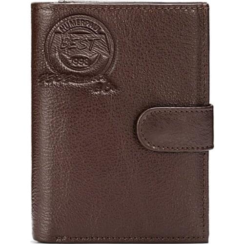 Mens Genuine Leather Wallets High Quality Business Style Hasp Wallet Large Capacity Passport Cover Male Leisure Card Holder
