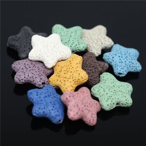 Star Volcanic Rock Lava Beads Aromatherapy For Jewelry Making Essential Oil Bracelets Necklace Accessories 46Pcs