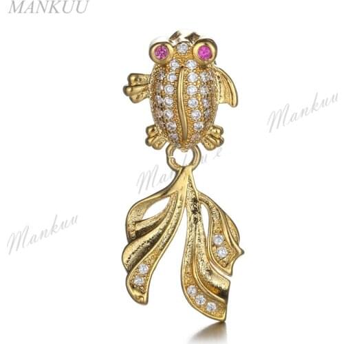 4 Colors CZ Micro Pave Fish Shape Pendent for Necklace Making Cubic Zirconia Luxury Pendant Charm Jewelry Accessories DMCP071