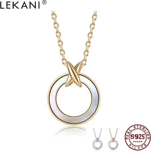 LEKANI 925 Sterling Silver Necklace X Cross Energy Circle Pendant Lucky Necklaces for Women Gold Necklace 2021 New Fine Jewelry