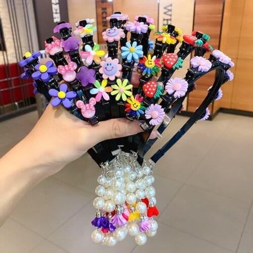 Fashion Removable Eardrop Pearl Tassel Hairband with Hairpins Fake Dangle Earrings Hair Hoop Head Band for Girl Hair Accessories