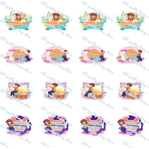 WL 16mm 22mm 25mm 38mm Easter Bunny and Girl Print Grosgrain Ribbon Bow Hair Bow Craft Supplies Packaging Party Decoration