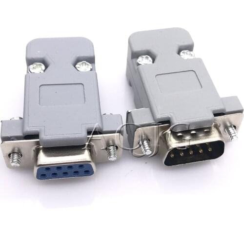 2pcs DB9 serial adapter connector Plug D type RS232 COM 9 pin hole port socket female&Male Screw installation + shell DP9